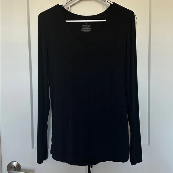 Cuddl Duds Black V-Neck Long Sleeve Top - Picture 1 of 1